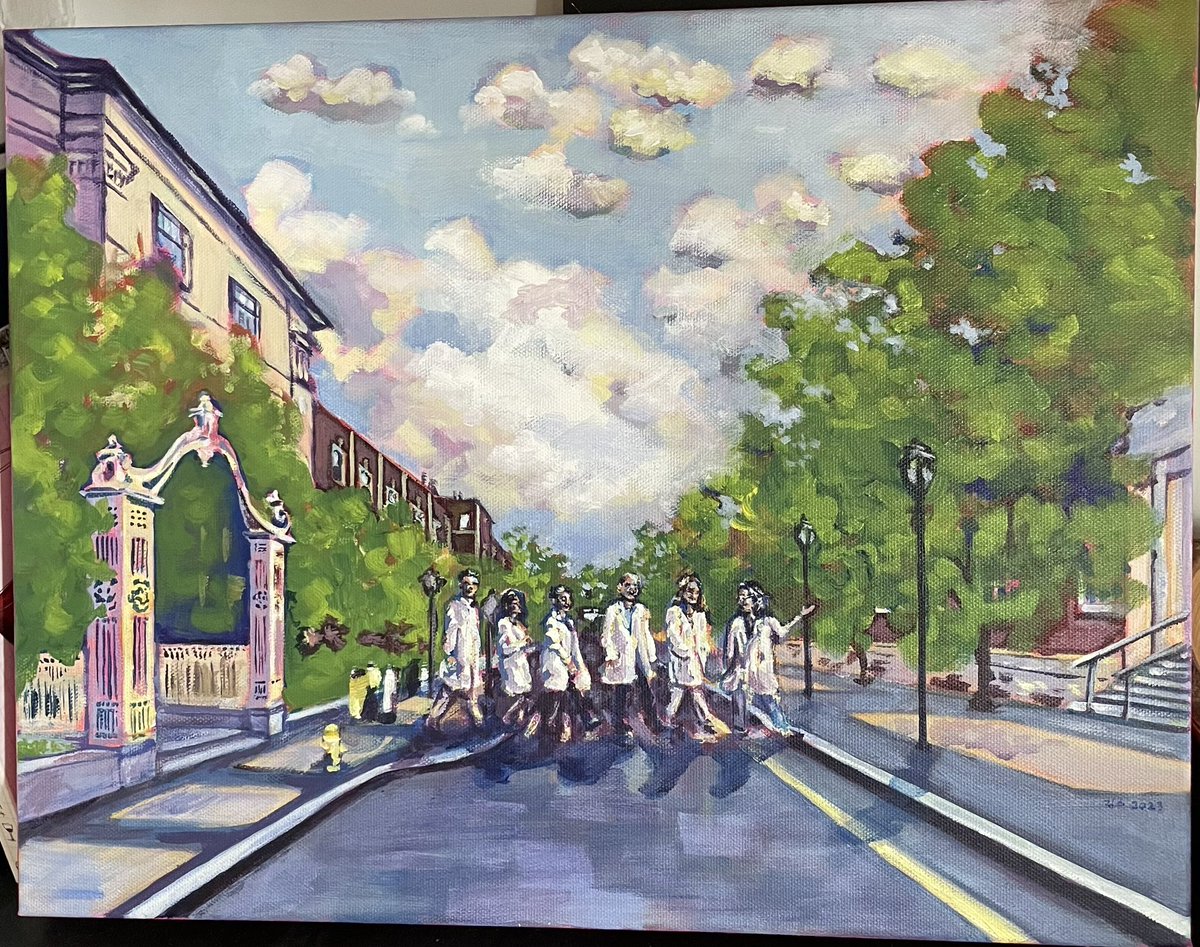 YaleNephrology's tweet photo. @ChackoEric @RandyLucianoMD @brewster_ursula @meganlebaker @DeepthiGunasek1 @sheheryarkhan10 @NephDan89 Dr. Brewster &amp; Dr. Luciano were gifted pictures with their fellows to match their styles, &amp; Dr. Perazella a framed photo receiving the Narins award with his last graduating class. We are so lucky and proud, and happy most of you will be staying in town. You will be missed!! (3/3) https://t.co/Gesg97hX1V