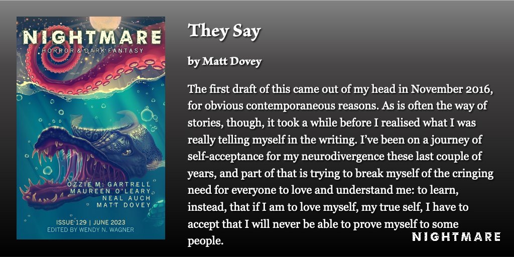 New Fiction at NIGHTMARE: “They Say” by Matt Dovey (@mattdoveywriter). nightmare-magazine.com/fiction/they-s…