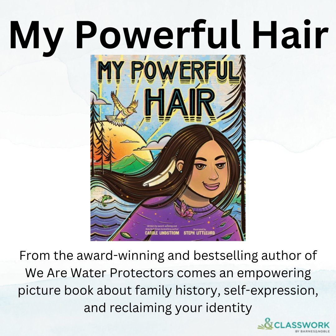 You've read &amp; loved We Are Water Protectors by <a href="/CaroleLindstrom/">Carole Lindstrom 🪶🦬</a>  but have you read her new book, My Powerful Hair? Lindstrom and illustrator Steph Littlebird have created an empowering and healing celebration of hair and its significance across Indigenous cultures. #SELSpotlight