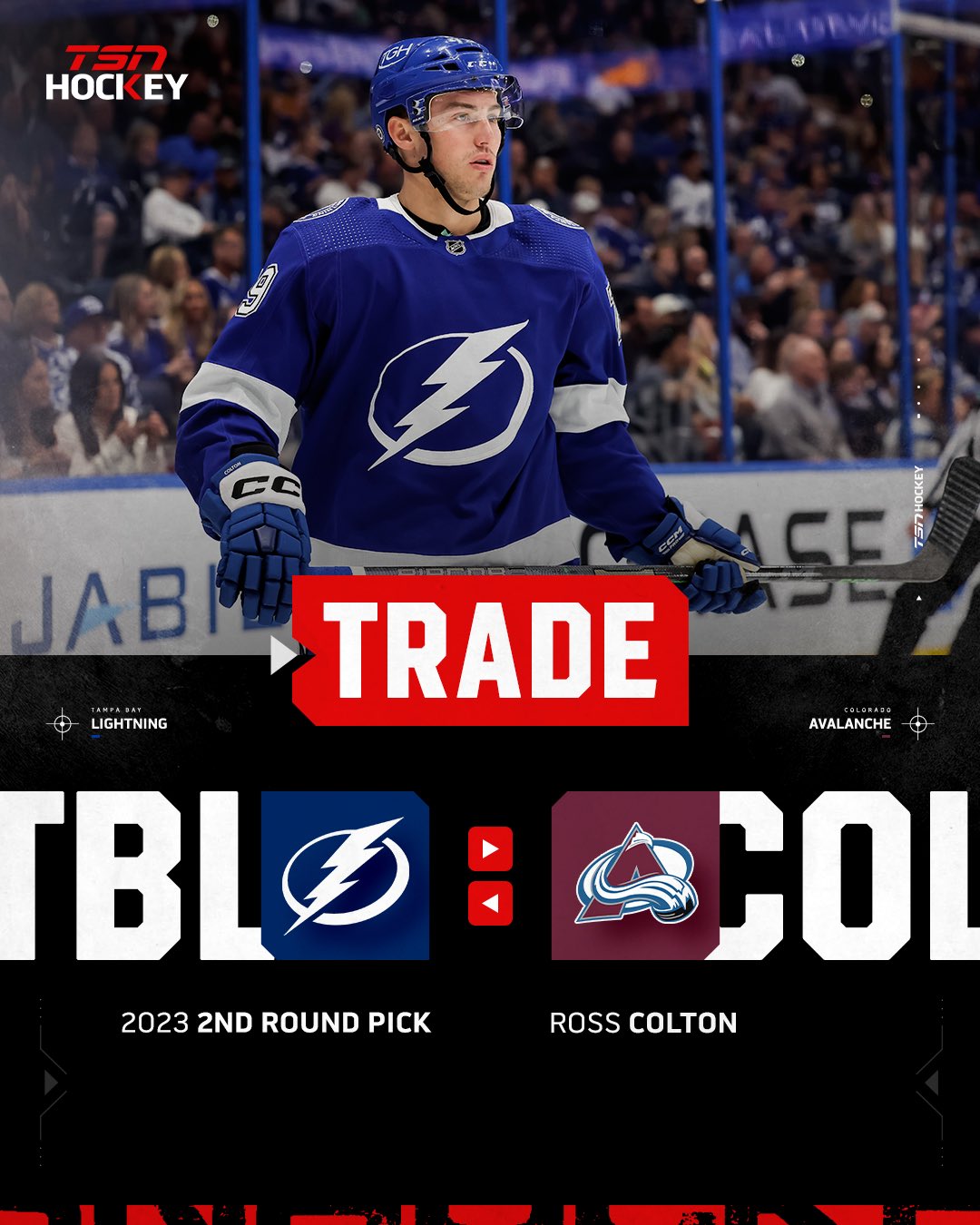 Lightning trade Ross Colton to Avalanche for draft pick