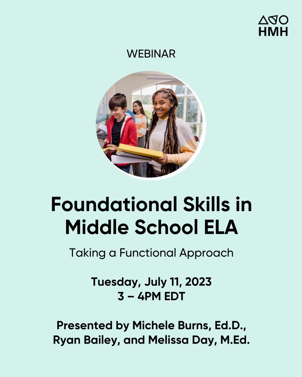 Join HMH Into Literature for an exciting summer PD edWebinar on Tuesday, July 11 at 3PM: Foundational Skills in Middle School ELA. 💻

More info and registration: spr.ly/6010P8vo4