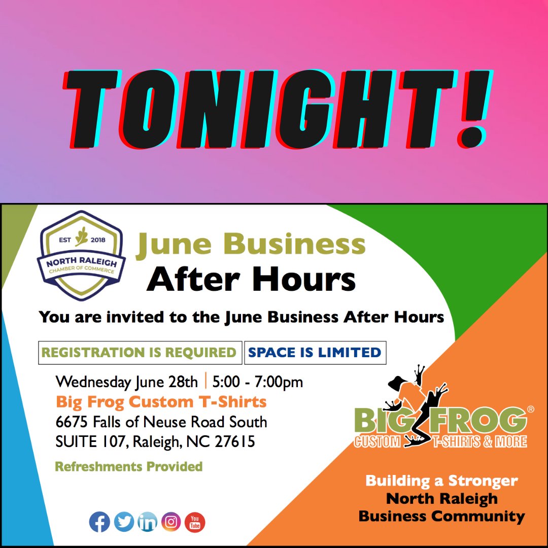 BigFrogRaleigh's tweet photo. Join us tonight for an epic #BusinessAfterHours event hosted by @NorthRaleighChamber at @BigFrogRaleigh! Connect, collaborate, and conquer with industry leaders, while enjoying delicious food and a chance to win exciting prizes. Don't miss out on this magical night! https://t.co/jedUnT0OfP