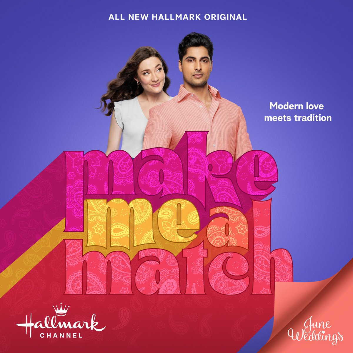 iffla's tweet photo. Hallmark Channel's new film Make Me A Match has a South Asian lead in Rushi Kota (Never Have I Ever) opposite Eva Bourne (When Calls the Heart).
Catch #MakeMeAMatch only on @hallmarkchannel on Thursday, Jun 29 8/7c! https://t.co/9mF4hLJ8Tk