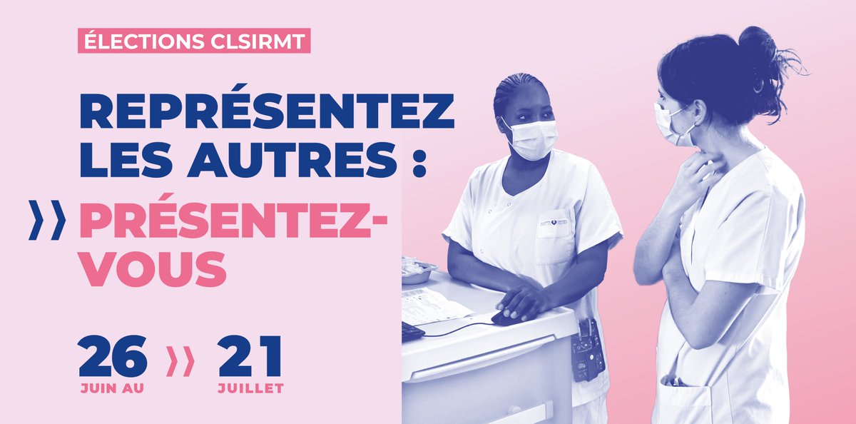🗳Du 6 au 9 novembre 2023 se dérouleront les élections des commissions locales des soins infirmiers, de rééducation et médico-techniques (CLSIRMT) à l’AP-HP.
👩‍⚕️Vous êtes personnel paramédical à l’AP-HP ? Portez-vous candidat et représentez vos collègues dans ces instances