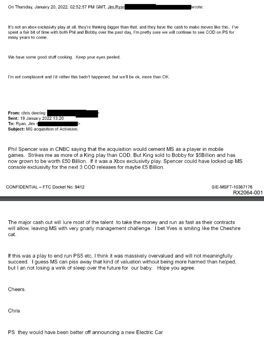 Así ha sido el explosivo correo electrónico del CEO de Sony expuesto ante la FTC: "A Microsoft le habría ido mejor anunciando un auto eléctrico que comprando Activision"