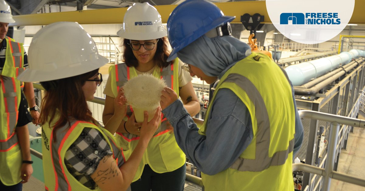 FreeseNichols's tweet photo. On a site visit to a water treatment plant expansion, two dozen of our summer interns saw up close how many disciplines it takes to make a project happen: water supply planning, utilities master planning, treatment, transmission, structural, MEP, transportation and more. #joinFNI https://t.co/PHz1HQlVz6