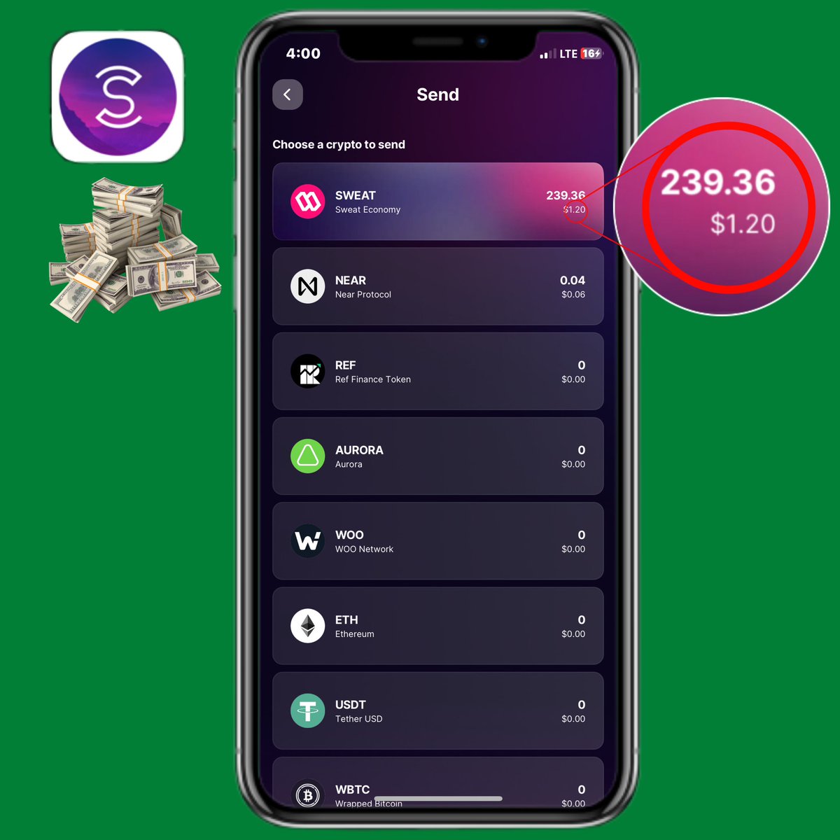 Sweat coin oo ilaa &amp; wagii mobilkayga ku jirta ayaa hada maraysa qiime dhan 239.36 sweat wallet, kaasoo dollar ahaan u dhigma $1.20 😅 hada koob kofee ah ku cabayaa😀