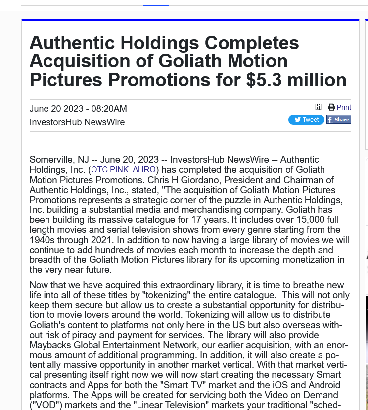 Authentic Holdings executes much vaunted acquisiton of huge Movie Catalogue #OTT ih.advfn.com/stock-market/U…