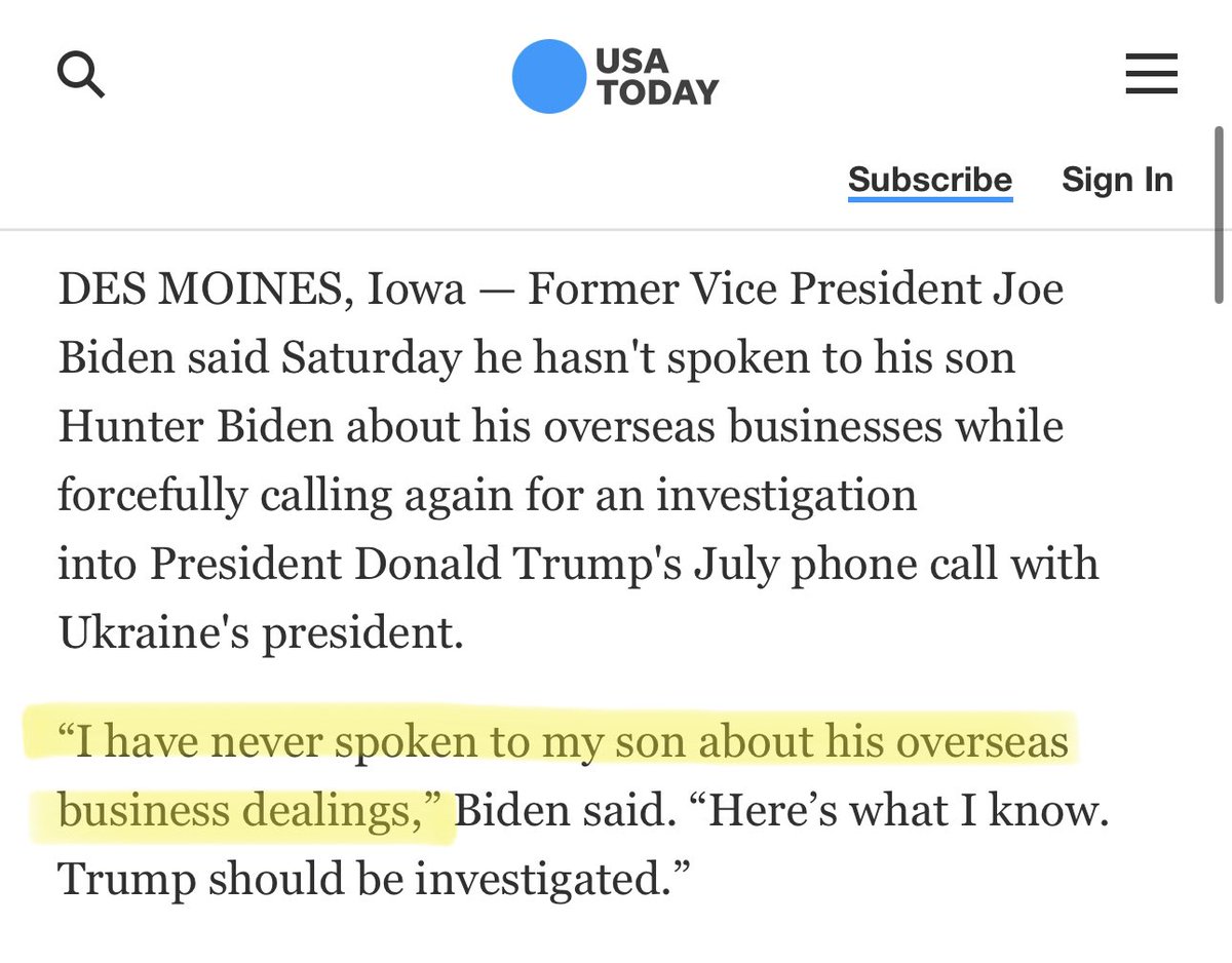 thevivafrei's tweet photo. I am by no means the smartest person in the room… But I’m not the dumbest either. This pivot from the White House is shockingly, brazenly, corruptly, dishonest.

It’s no longer @POTUS has “never spoken to [his] son about his overseas business dealings”.

Now it’s “the president was not in business with his son”.

Of course, even this shocking, brazen, corrupt claim is also a demonstrable lie.