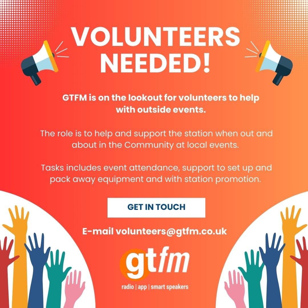 Looking for a new opportunity this summer?

Why not join our events team?

For more information e-mail volunteers@gtfm.co.uk