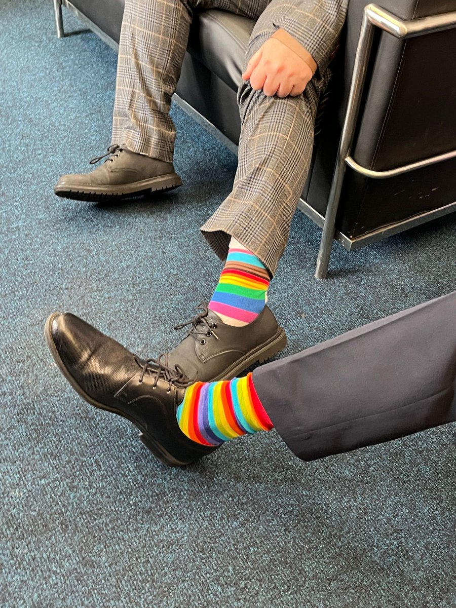 TRPNI's tweet photo. Thank you to Secretary of State for NI @chhcalling
for dropping into #LGBTQIA Belfast Ctr to meet with @CaraFriendNI @Here_NI & @TRPNI on key issues such as Budget cuts, mental health, RSE and ban on conversion practices.
#SnazzySocks were essential! https://t.co/0EOa1vbpvN
