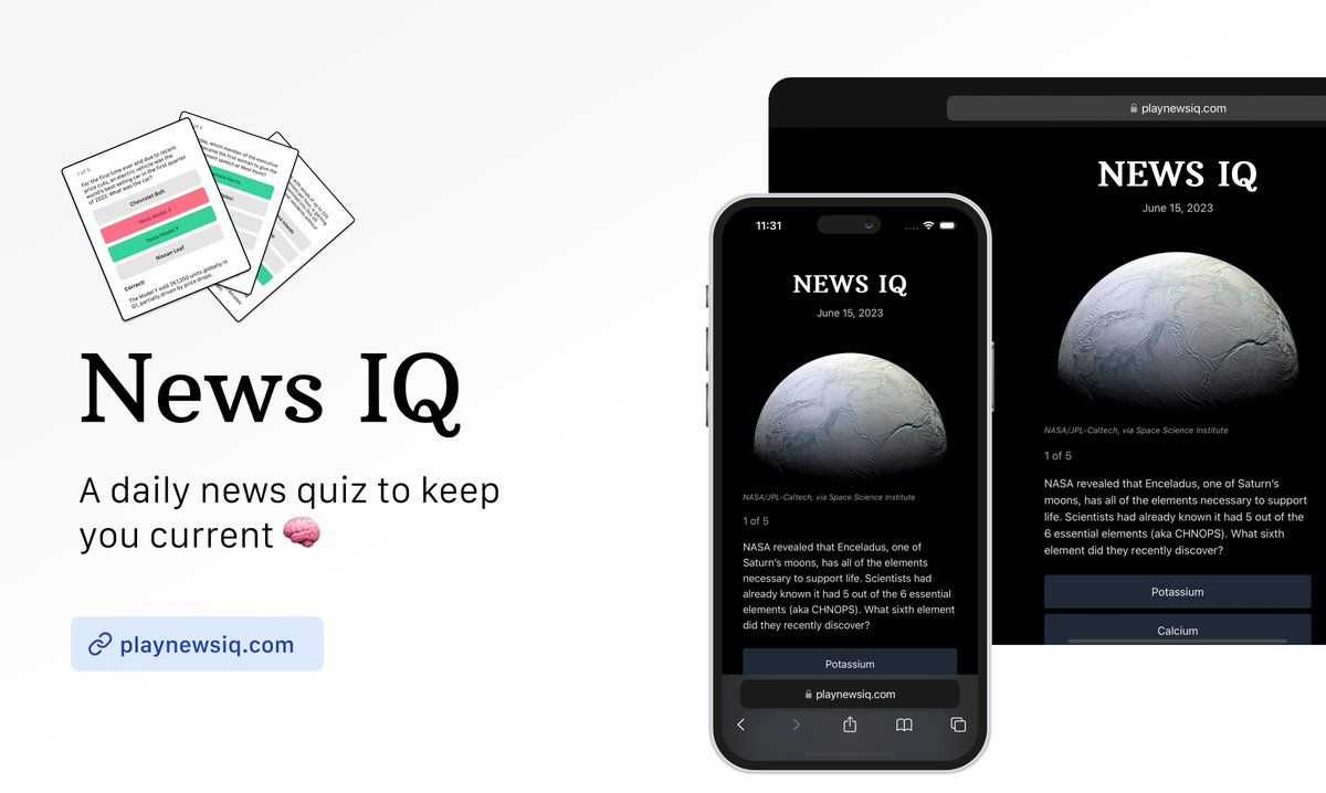 Made a new game called News IQ! It's a daily news quiz about top stories.