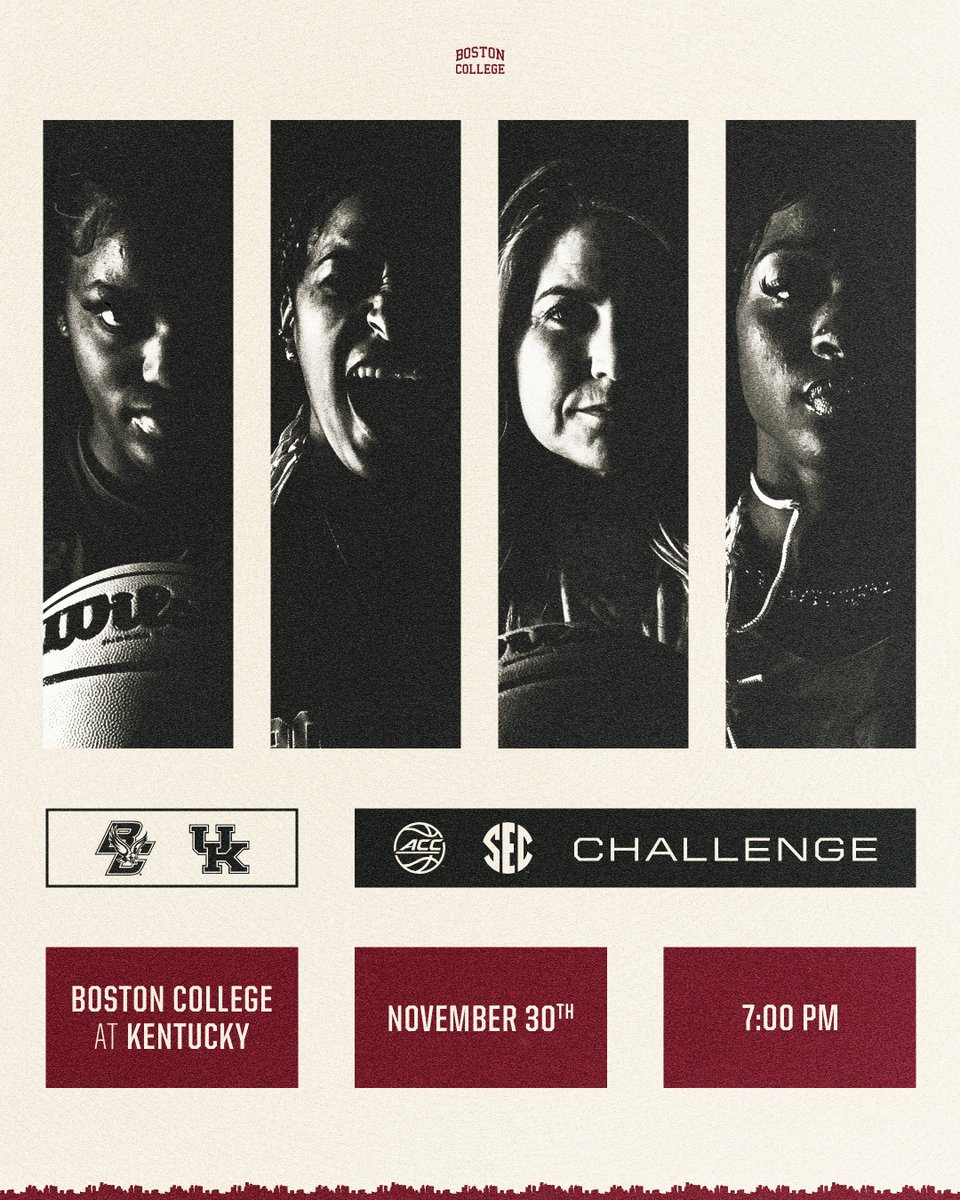 The ACC/SEC Challenge is set.

🏀 at Kentucky
🗓️ November 30
⏰ 7:00 pm
📍 Lexington, Ky.
🔗 bit.ly/3JCDlGy

#ForBoston🦅