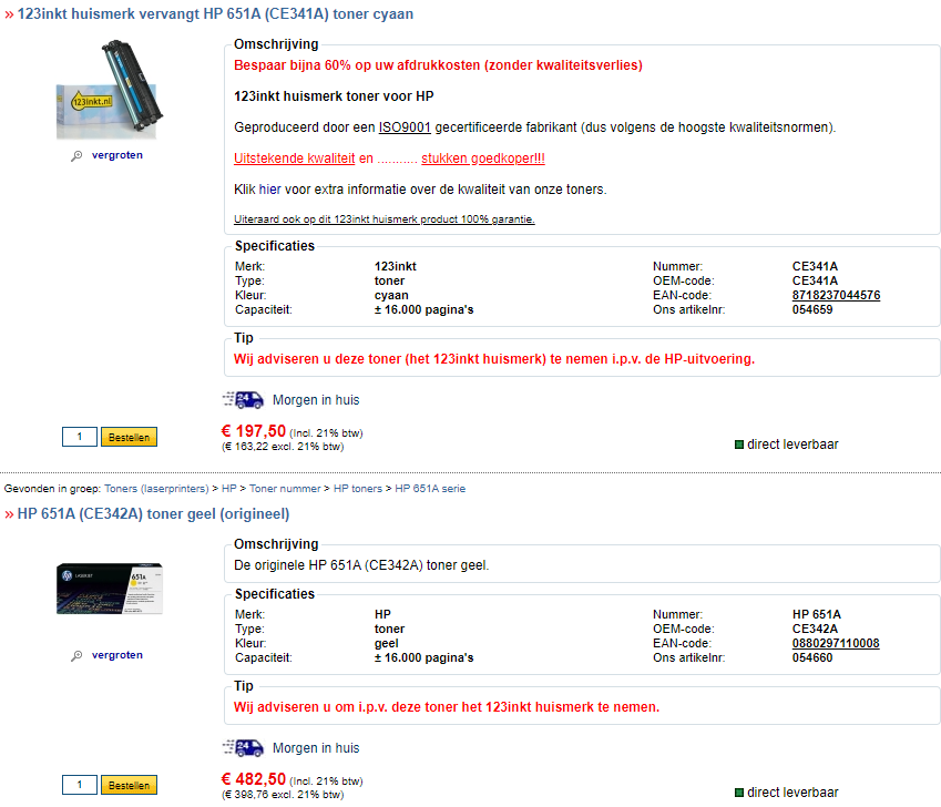 Goh HP, waarom zouden gebruikers nu zo graag alternatieve toners kopen voor jullie printers.....