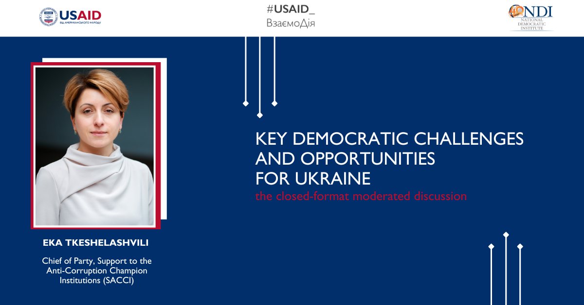 “A driving force for 🇺🇦 is to make integrity, transparency and accountability an integral part of the overall #UkraineRecovery” – @tkesho3 during the NDI discussion panel on “Key democratic challenges and opportunities for Ukraine”.