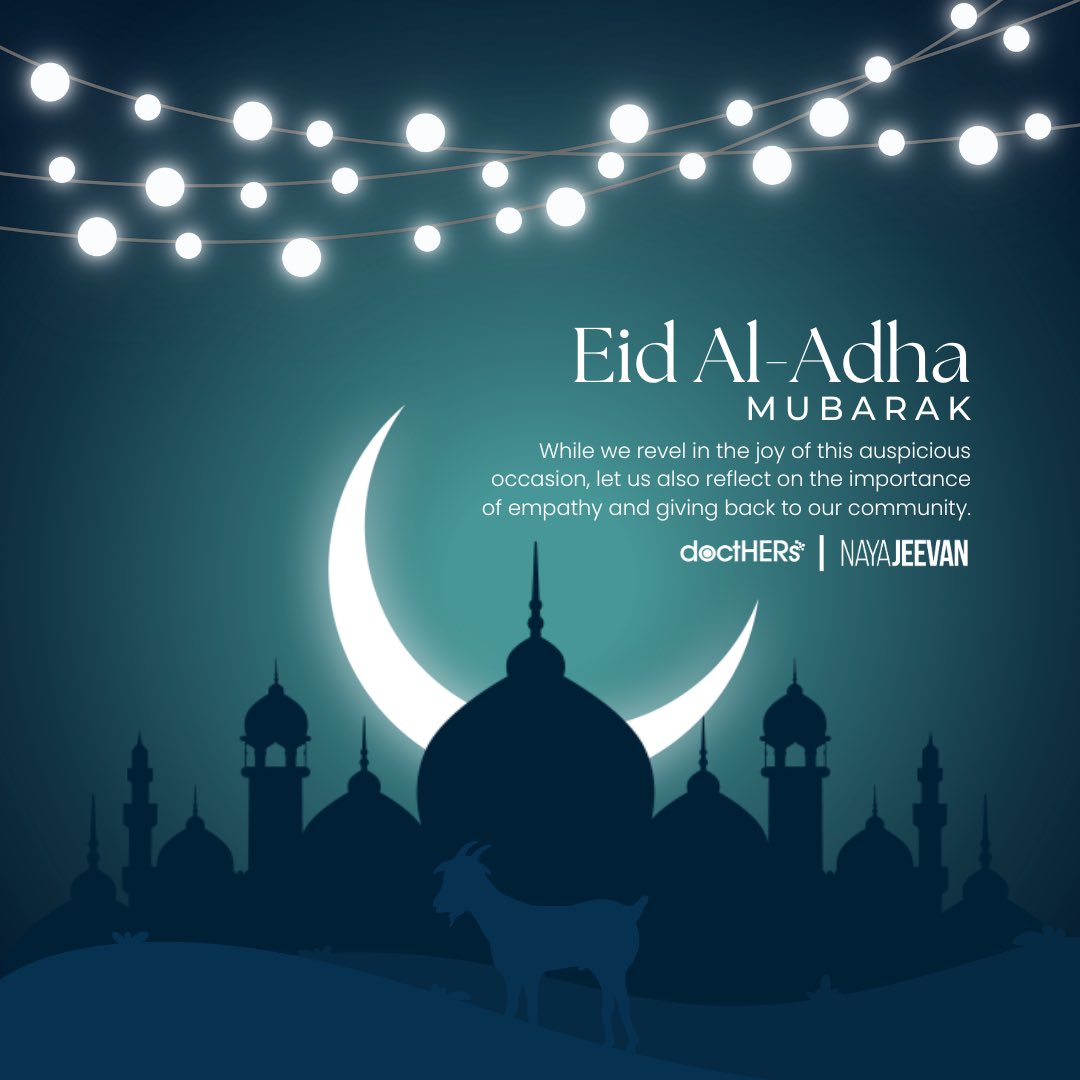 doctHERs's tweet photo. May this joyous occasion bring you peace, happiness, and good health. As we celebrate, let's remember to prioritize our well-being and that of our loved ones. Wishing you a healthy and fulfilling Eid surrounded by love and prosperity. 💙
#doctHERs #NayaJeevan #EidMubarak https://t.co/NnjyQ2sPYu