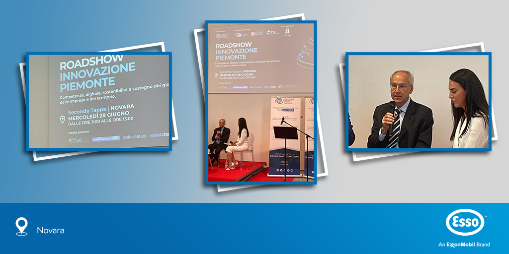 EssoItaliana's tweet photo. Questa mattina Marco Falcone è intervenuto al Road Show Innovazione Piemonte di @Angi_tech, che ha fatto tappa a #Novara. Un importante dibattito con le istituzioni e le imprese del territorio sui temi dell’innovazione e della transizione energetica. https://t.co/MmsasyC30f
