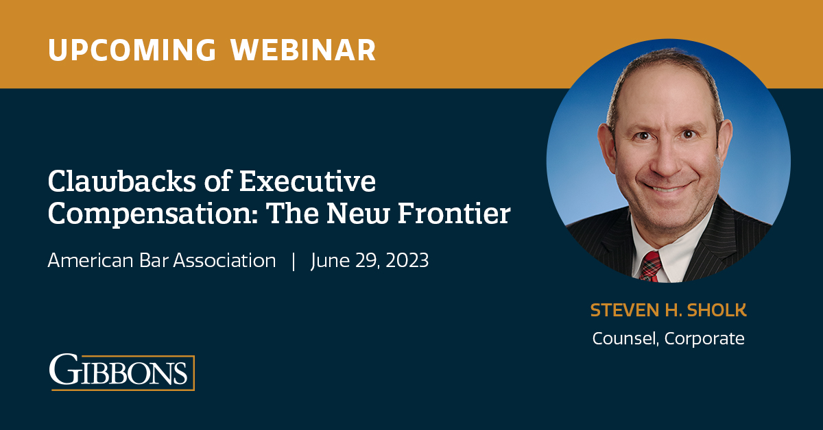 Last call! Join Mr. Sholk for tomorrow's @ABAJCEB webinar, which will review the substantive requirements and tax treatment of two recent clawbacks of #executivecompensation and consider how to navigate their complexities. For more info, visit: tinyurl.com/435tdser