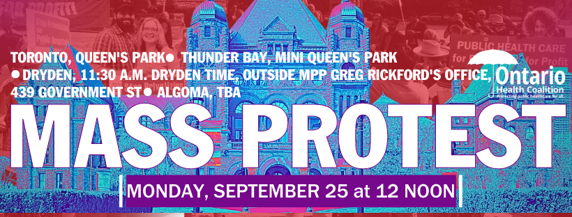 Join the @OntarioHealthC and @OntarioNDP MPPs on the south lawn of Queen's Park on September 25 at 12PM.

Tell Ford and his government to STOP THE PRIVATIZATION OF OUR PUBLIC HOSPITALS!

#ONpoli #ONhealth