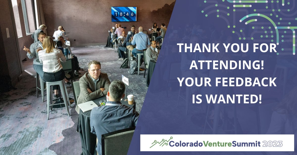 COVentureSummit's tweet photo. Thank you for attending the Annual Colorado Venture Summit Evening Party! We hope you had an unforgettable night filled with great conversations and entertainment. Help us make future events just as incredible by taking our survey below!

Survey Link: https://t.co/t8rhBnnArv https://t.co/MRr3J4o1uC