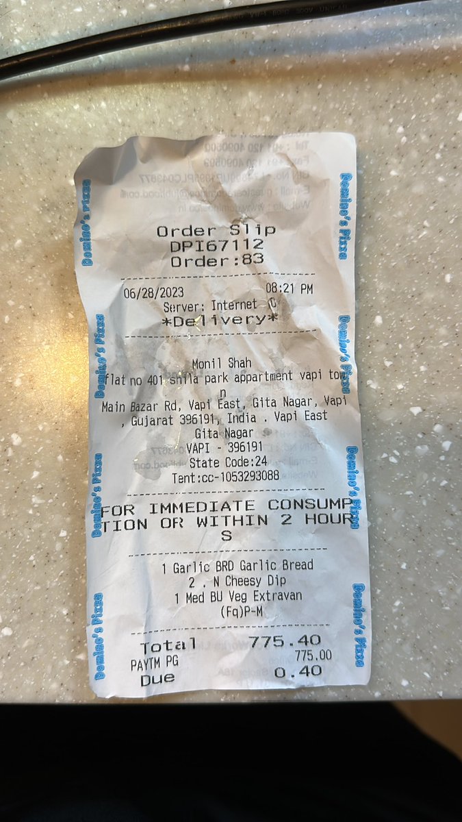 monilshah99's tweet photo. @dominos_india @CareDominos worst service at vapi chala outlet order at 8.21pm for home delivery order no 83 &amp; we have collect it personally at 9.20 &amp; not even slight amount of empathy towards the customer this is my second experience at same store the same way https://t.co/iw1lD5eE4h