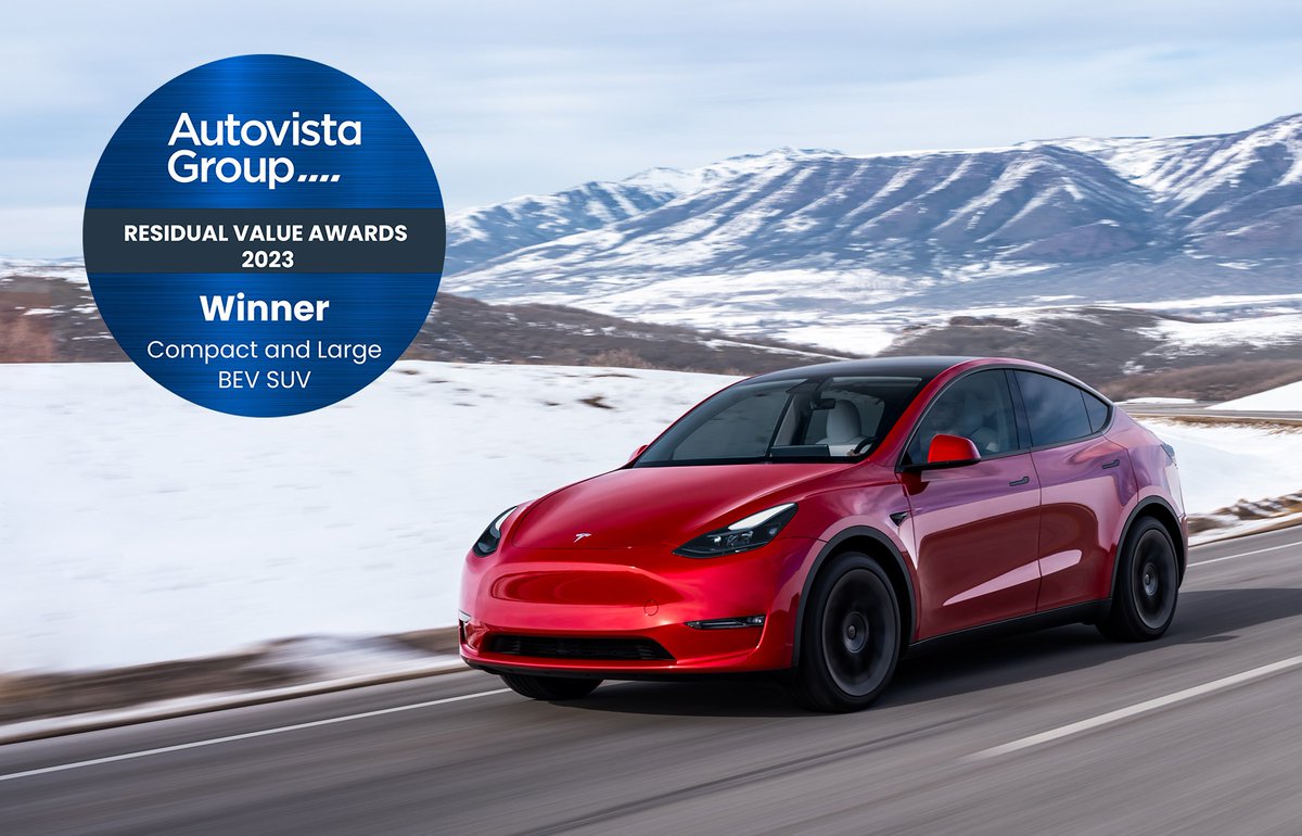 🏆 And the winner is… 

Das Model Y von #Tesla wurde bei den ersten #AutovistaGroup Residual Value Awards zum Sieger in der Kategorie „Compact and Large BEV SUV” gekürt.

Mehr zum Thema hier:  ▶️ ow.ly/FUR550OZ5JN

#Restwerte #ModelY #RestwertChampion