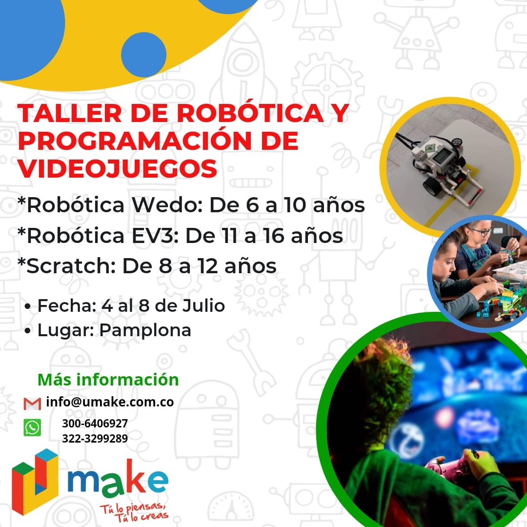 U-MAKE (@umake_col) on Twitter photo Estás en la ciudad de #Pamplona y además quieres desarrollar habilidades del siglo XXI en tus hijos, tales como la #robótica y #programación este es el taller para tus hijos. 👉Te esperamos 👈
👇Inscripciones aquí👇
forms.gle/mY93ft1umXcXzN…
<a href="/CCPamplona/">Cámara de Comercio de Pamplona</a> Estás en la ciudad de #Pamplona y además quieres desarrollar habilidades del siglo XXI en tus hijos, tales como la #robótica y #programación este es el taller para tus hijos. 👉Te esperamos 👈
👇Inscripciones aquí👇
forms.gle/mY93ft1umXcXzN…
<a href="/CCPamplona/">Cámara de Comercio de Pamplona</a>
