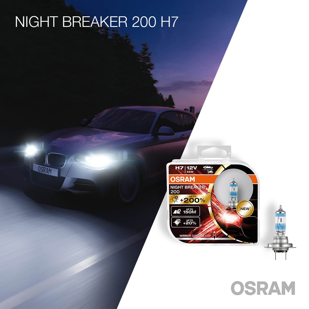OSRAM_Automotive_UK on X: 💡 Let there be light! - NIGHT BREAKER 200 H7 is  our brightest halogen bulb that not only offers up to 200% more light, but  also 20% whiter illumination.