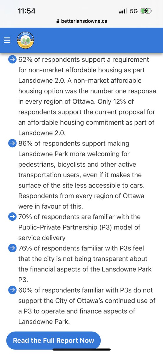 We are releasing the results of a city wide survey on Lansdowne Park today. The big take-away? Residents in urban, suburban and rural #Ottawa want improvements to Lansdowne 2.0 and are not supportive of the plan as it currently stands. We need to fix it together. #Ottnews