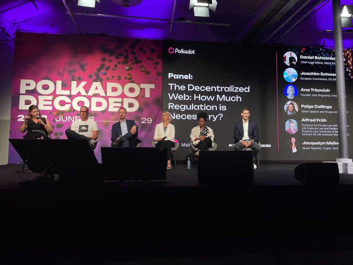 heads_io_'s tweet photo. We’re at #PolkadotDecoded and excited to see our executive placements take the stage and share their impact in the @Polkadot ecosystem. 

Daniel Schönberger, Chief legal Officer of @Web3Foundation spoke about regulation earlier today… https://t.co/4UvuDxPgS4