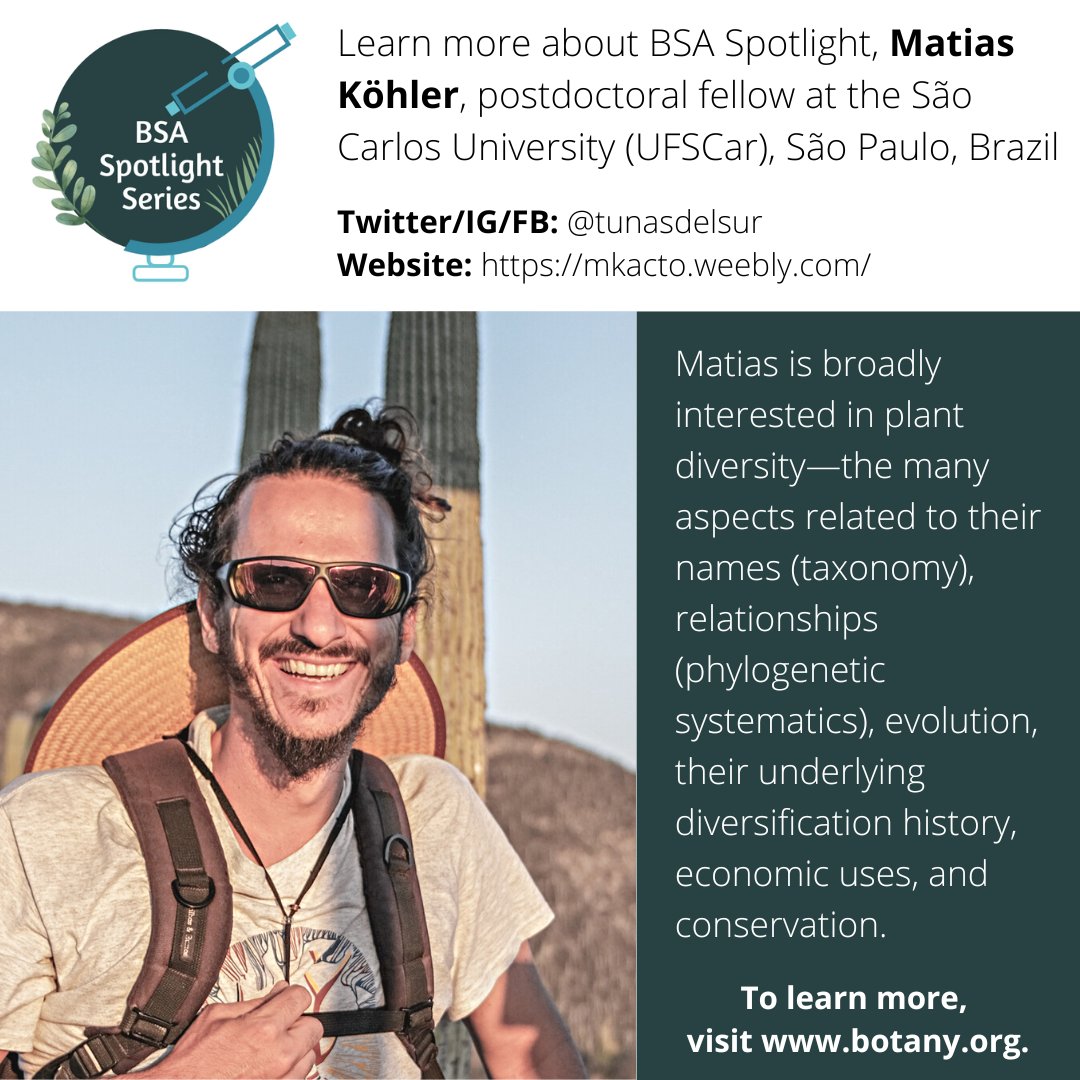 Botanical_'s tweet photo. Check out #BSASpotlight, Matias Köhler (@tunasdelsur), postdoctoral fellow at the São Carlos University (UFSCar), São Paulo, Brazil.
Website: https://t.co/xd5PwA2RMr
To learn more about Matias, visit: https://t.co/JKLyfoDzZe https://t.co/2WKUXNmbmq