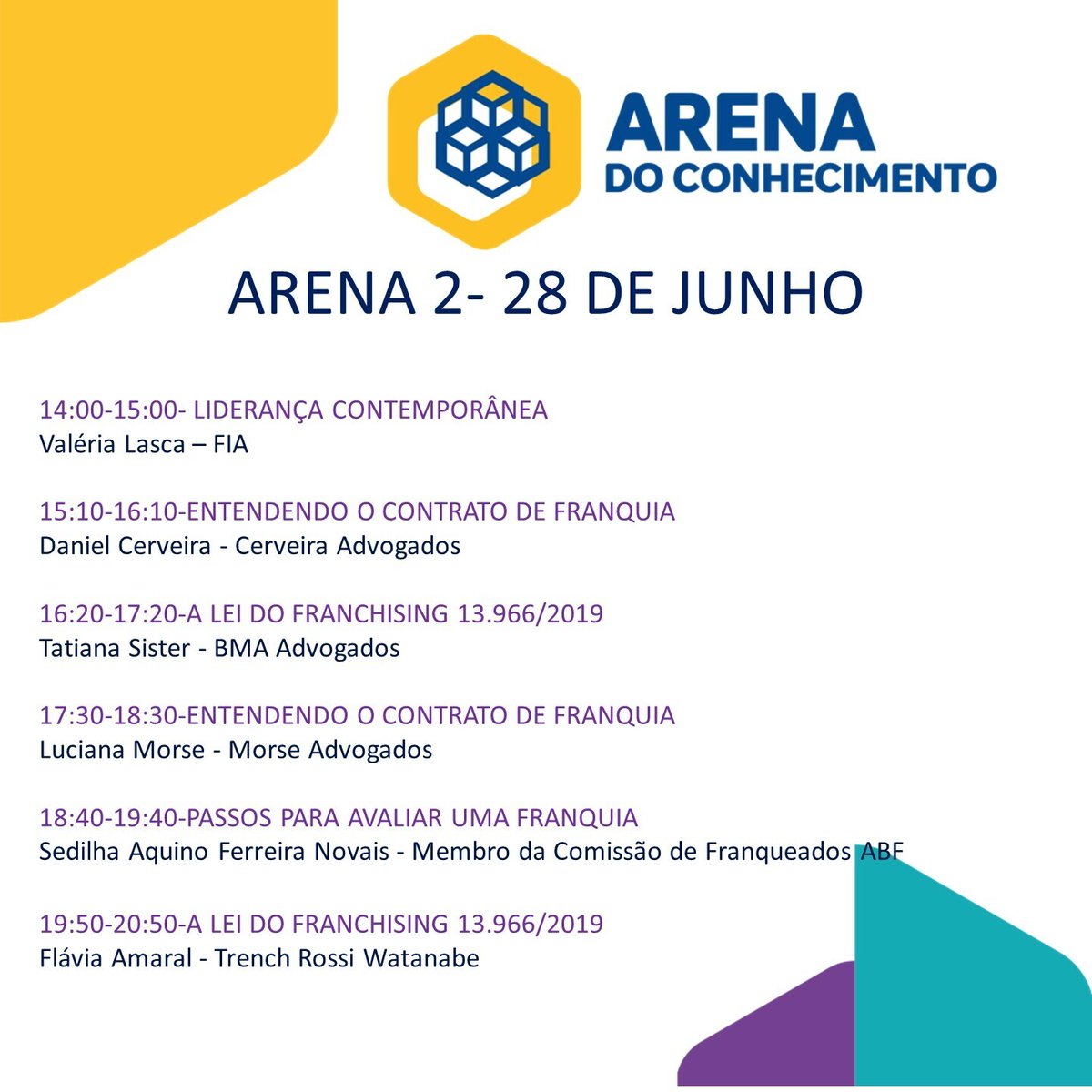 abfexpo's tweet photo. 1º dia da ABF Expo 2023!

Confira a programação completa de hoje na Arena do Conhecimento.
Se ainda não comprou o seu ingresso, corre que dá tempo.

Garanta seu ingresso: https://t.co/6ZrTNDZt8f 

#abfexpo #franchising #abf #franquias #empreendedores #sainafrentecomfranquia https://t.co/S0vDET4VXf
