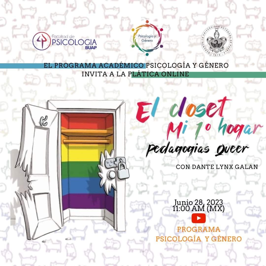 SomosPsicGenero's tweet photo. Estamos a una hora de iniciar nuestra sesión sobre Pedagogías Queer 

⚧El Clóset, mi primer hogar🔓
🗓Miércoles  28 de Junio, 2023
🕘11:00 AM
▶Youtube Live 

Sigue la transmisión en https://t.co/qzrd8fLJoW

#JornadaCuir2023 https://t.co/xquWKdsSdq