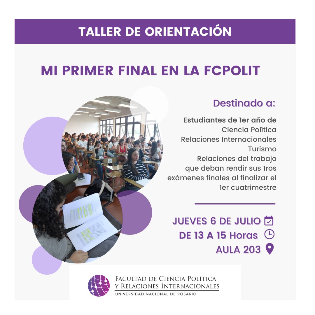 FCPolitUNR's tweet photo. 📢Se viene el primer #taller para #estudiantes de primer año
🙋♀️Nos encontramos el Jueves 6 de Julio a las 13 hs 👉Aula 203
Entrá para conocer más 👏👏👇
https://t.co/K2dnTkjLFy
#exámenesfinales #Fcpolit #primerasinstancias https://t.co/iTwXYIYQDe
