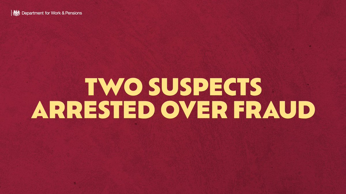 DWPgovuk's tweet photo. DWP in a joint operation with @cheshirepolice  arrested two people suspected of using multiple customer identities to defraud the public over a two-year period.

This is part of an ongoing crackdown on benefit fraud.

(1/2) https://t.co/uVgvyVFzgo