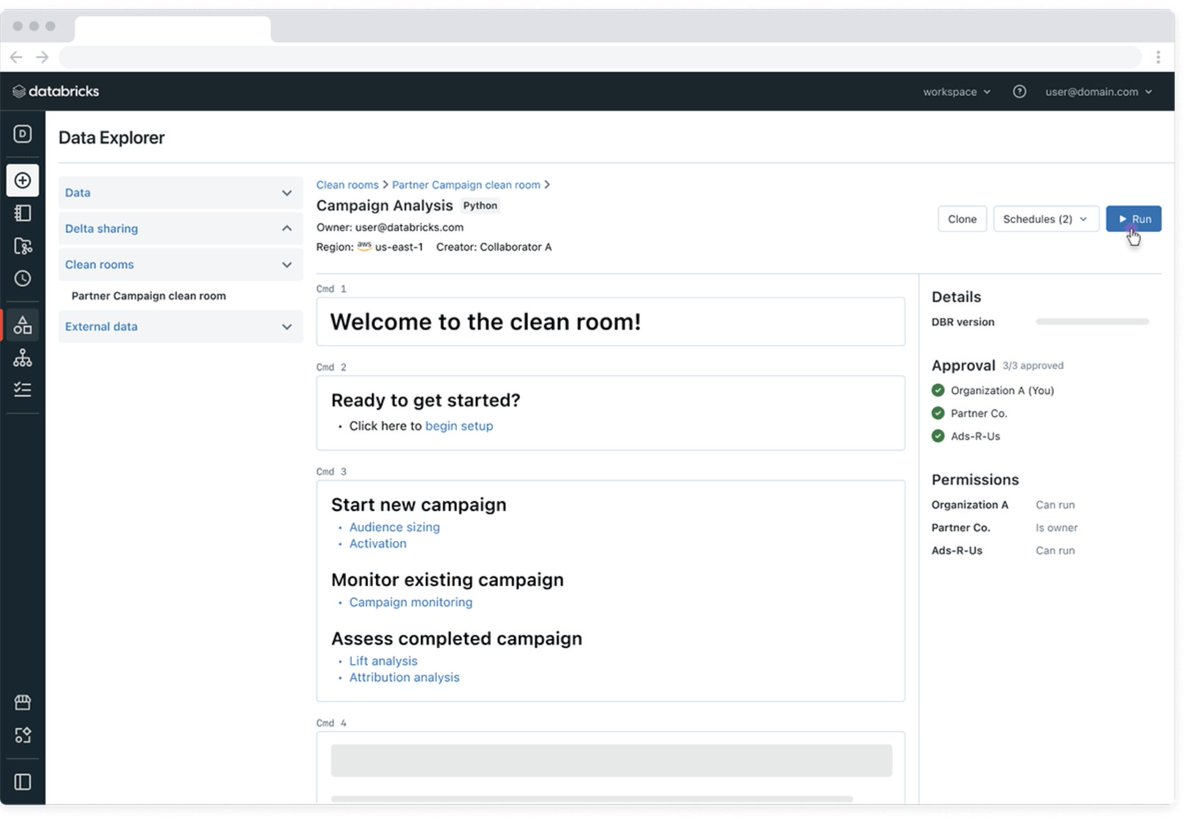 YoussefMrini's tweet image. Clean Rooms is in Private Preview on AWS. It enables secure and isolated collaboration between organizations by allowing the joining and processing of respective datasets while ensuring that no party has direct access or visibility to each other&apos;s raw data
#DataAndAISummit
