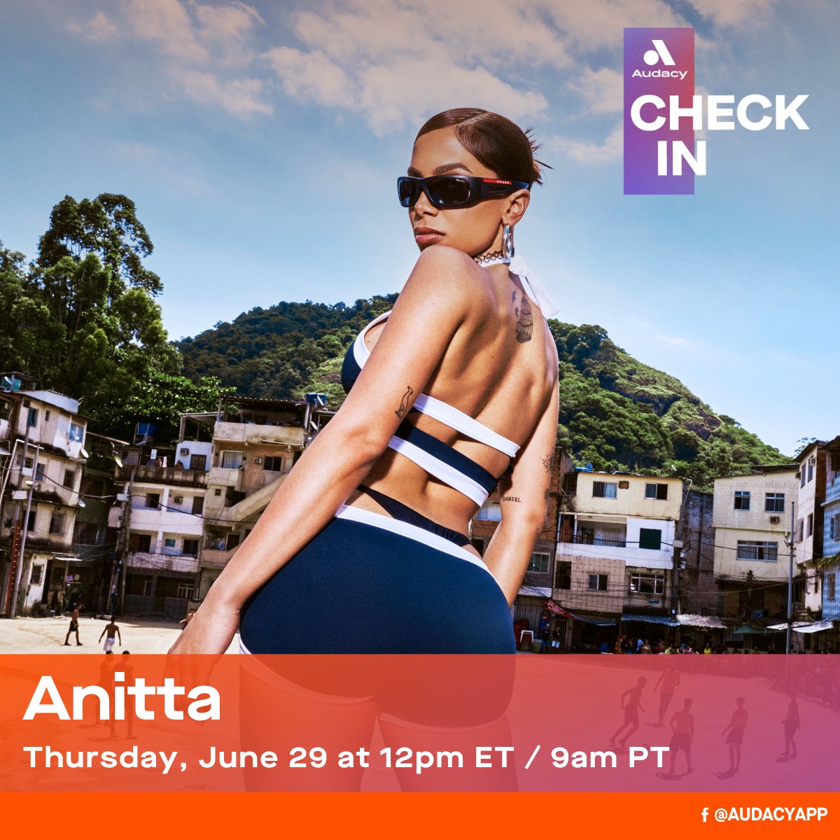 Get ready for a #FunkRave because @Anitta is swinging by #AudacyCheckIn at @HardRockHotels in NYC to chat with @MikeAdamOnAir about her brand new single 💃🎉

👉 Catch it tomorrow, 6/29 at 12PM ET: auda.cy/CheckIn