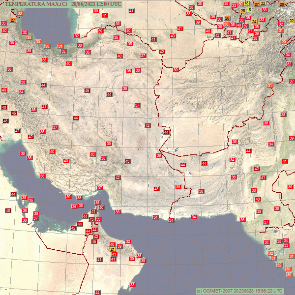 Eastern #Iran is also living the harshest heat wave in its history with weeks of relentless record heat.
Today record high temperatures for June were broken in more stations,most important was Yazd (1237m) with 44.1C.
Esfahan (1550m) was 42.0C, 0.1C from the record set in 2022 !