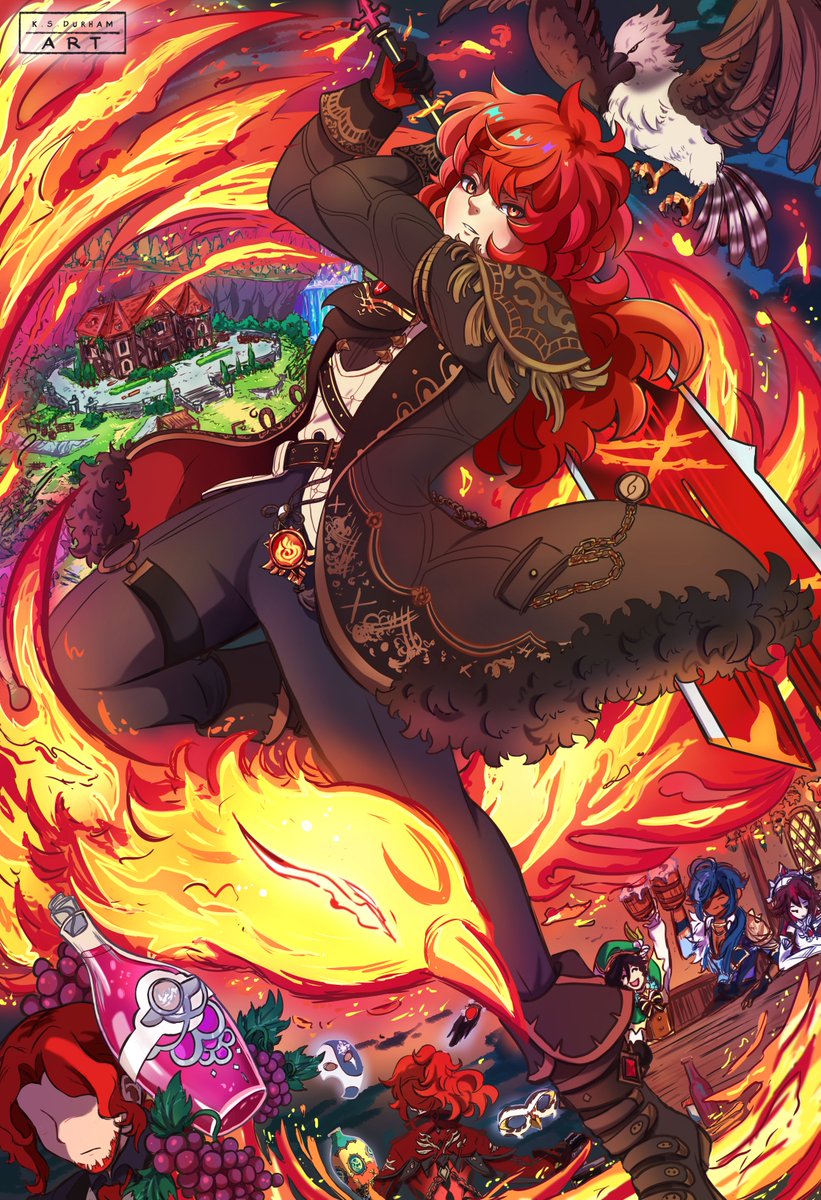 Diluc Print (this was very 'trust the process') 
-
Preorders open til July 15!
ksdurhamart.com/products
-
#genshinimpact #Diluc