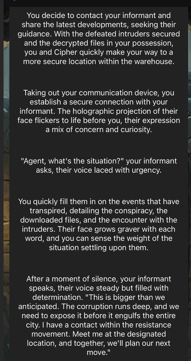 DeathChatD's tweet photo. The Cyberpunk  #textAdventure option is looking pretty fun. heading for the next version.
#games #gaming #gameplay #indiegames  #gamingcommunity  #gamedev #gamedevelopment #indiedev #indev #storytelling  #ChatGPT  #GenerativeAI  #AIAdventure https://t.co/YWTtwgbzgb