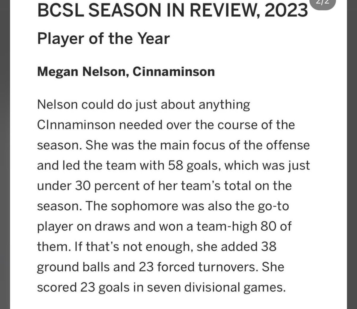 Congrats to the girls lacrosse team for being voted BCSL Team of the Year.  Also congrats to Megan Nelson on being voted BCSL lax player of the year!