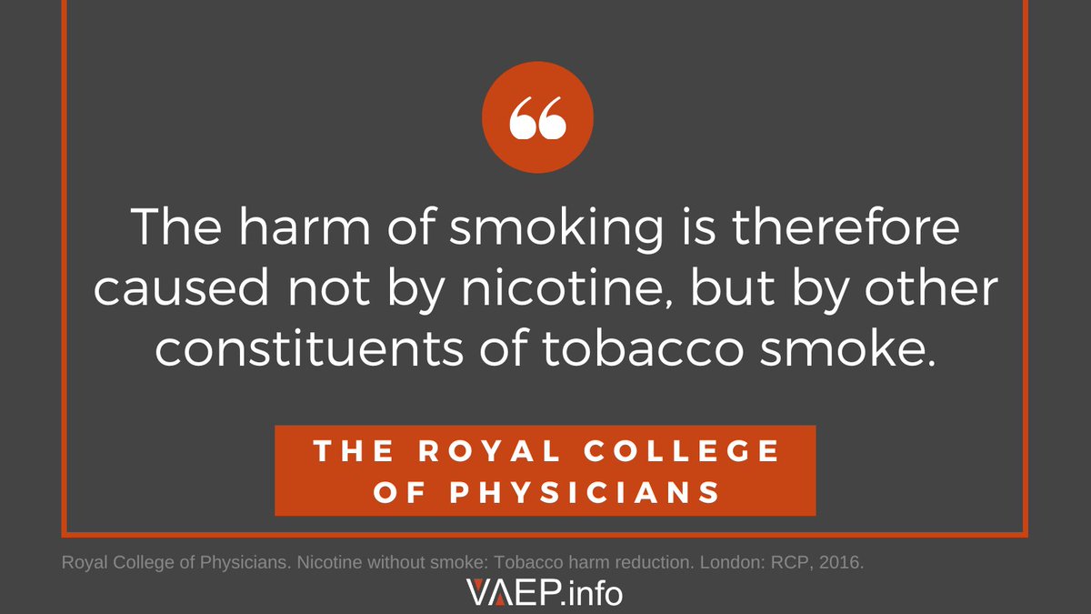In 2016, The Royal College of Physicians released the report, Nicotine without Smoke:

"...the likely harm to health and society of e-cigarettes at about 5% of the burden caused by tobacco smoking."

The rest of the world is still catching up.

VAEP.info/NICOTINE