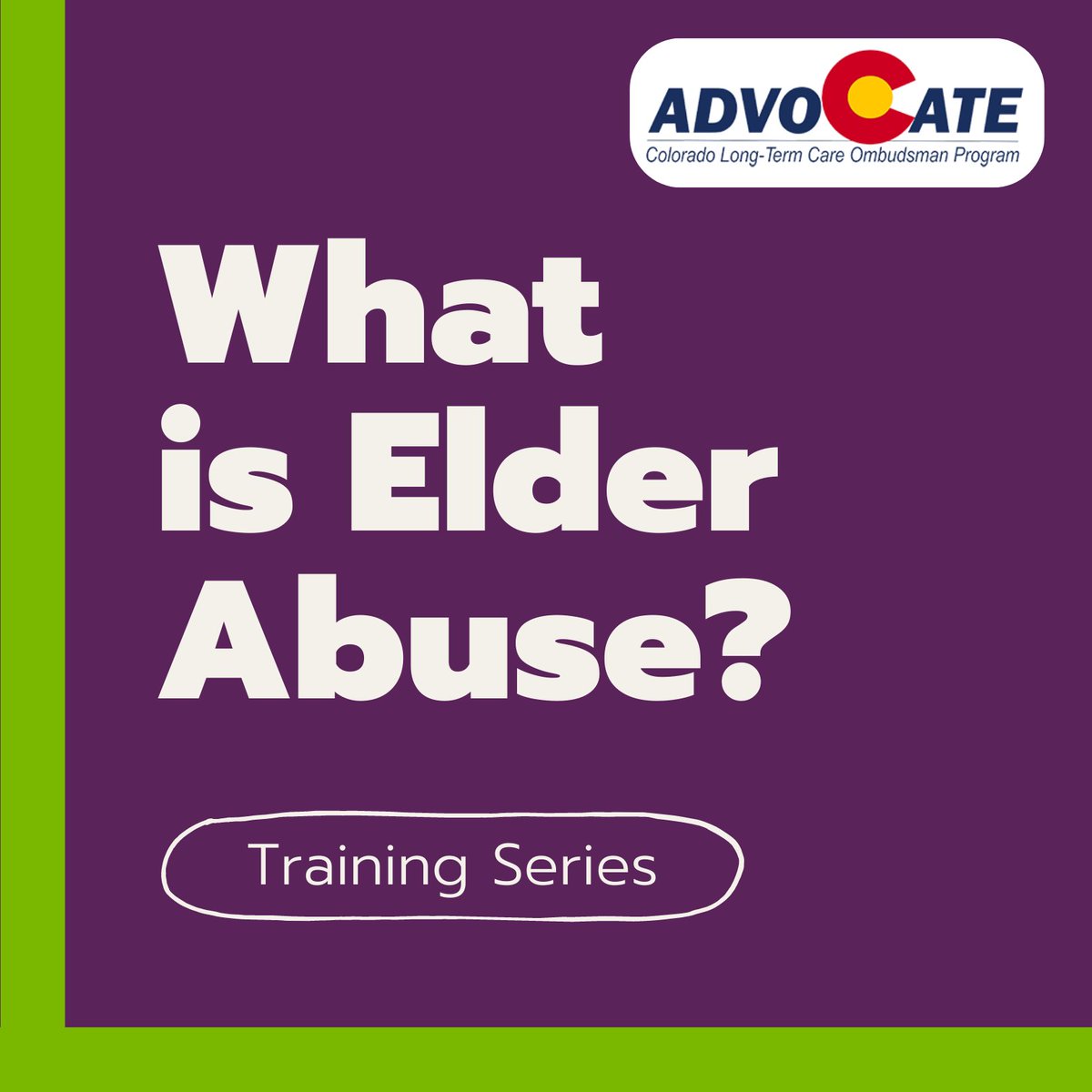 Follow the link in our bio for more information on The Elder Abuse Project, a collaboration with the Colorado LTCOP. 
#elderabuse #longtermcare #adultprotectiveservices #ombudsman #elderly #seniorabuse #elderabuseawareness #elderabuseprevention #negligence #nursinghomabuse