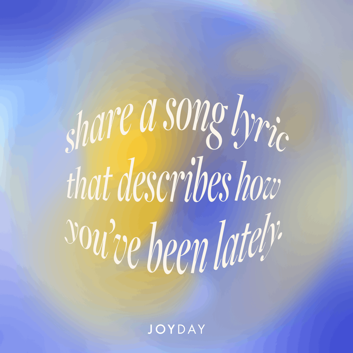 How are you doing: song lyric edition. we'll go first... "my therapist's voice is making the choices for me." YOUR TURN. 🎶🛋