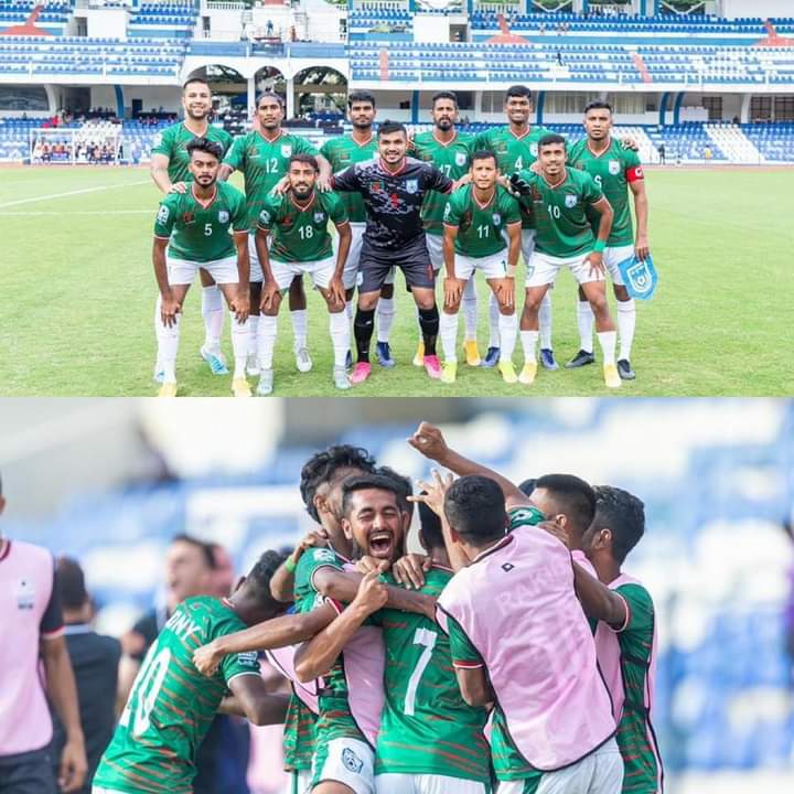 md_rifatgazi10's tweet photo. Alhamdulillah 🇧🇩⚽️♥️
Congratulations Team Bangladesh 🇧🇩❤️

𝗙𝗨𝗟𝗟-𝗧𝗜𝗠𝗘 | Bangladesh 🇧🇩 3 - 1 🇧🇹 Bhutan

After 14 years, Bangladesh reached the semi-finals of the SAFF Championship.👏🏻🤩

#SAFFChampionship2023 | #BFL | #BANBHU
#winnerteam 
#SM7
#SAFFCHAMPIONSHIP 
#Bangladesh https://t.co/uW12HXMR4E