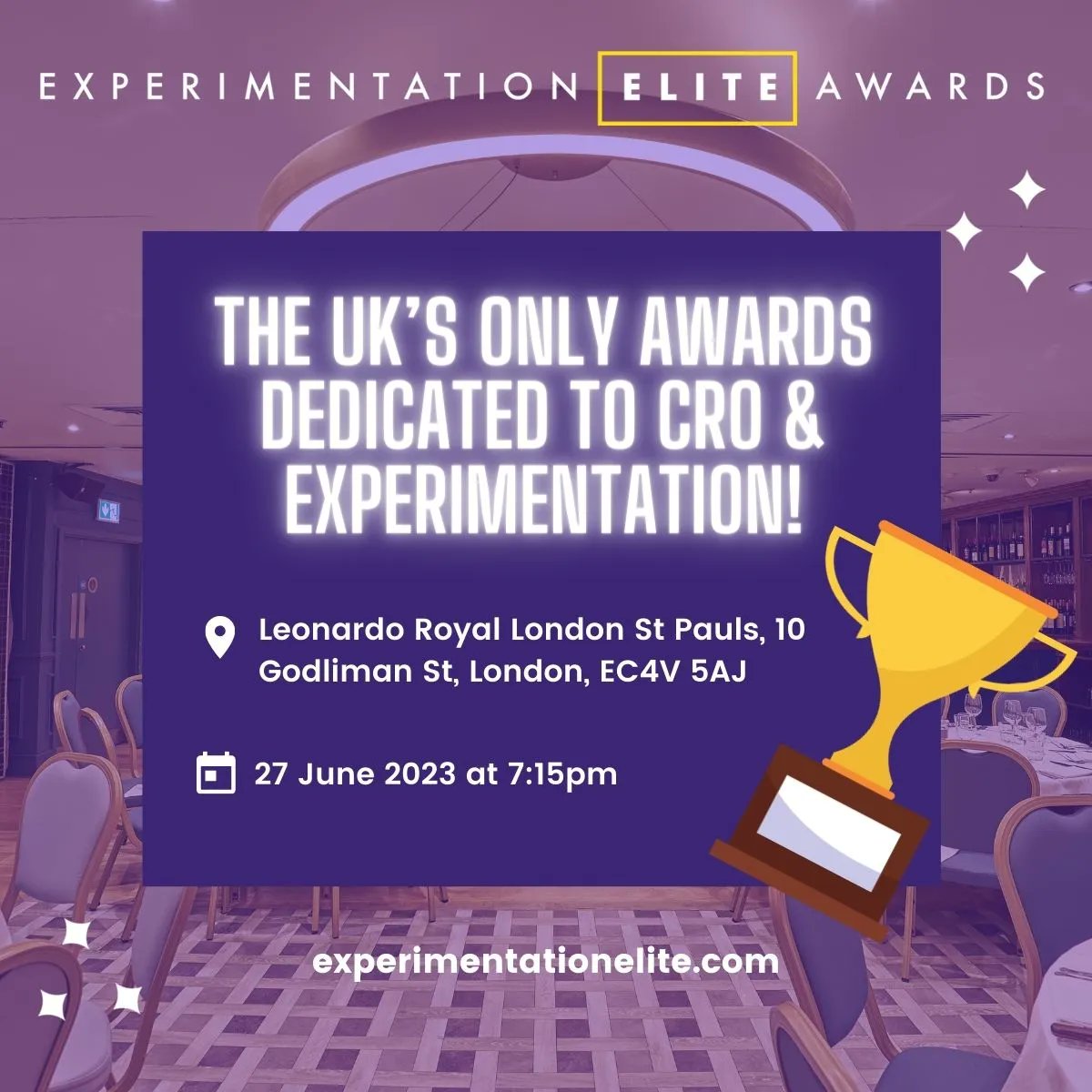 What an incredible day at #EXelite23!

The conference may have come to an end, but the excitement continues with the #EXelite23 Celebration!

🎉 Join us at 7:15 PM at the stunning Leonardo Royal London St Pauls, located at 10 Godliman St, London, EC4V 5AJ.