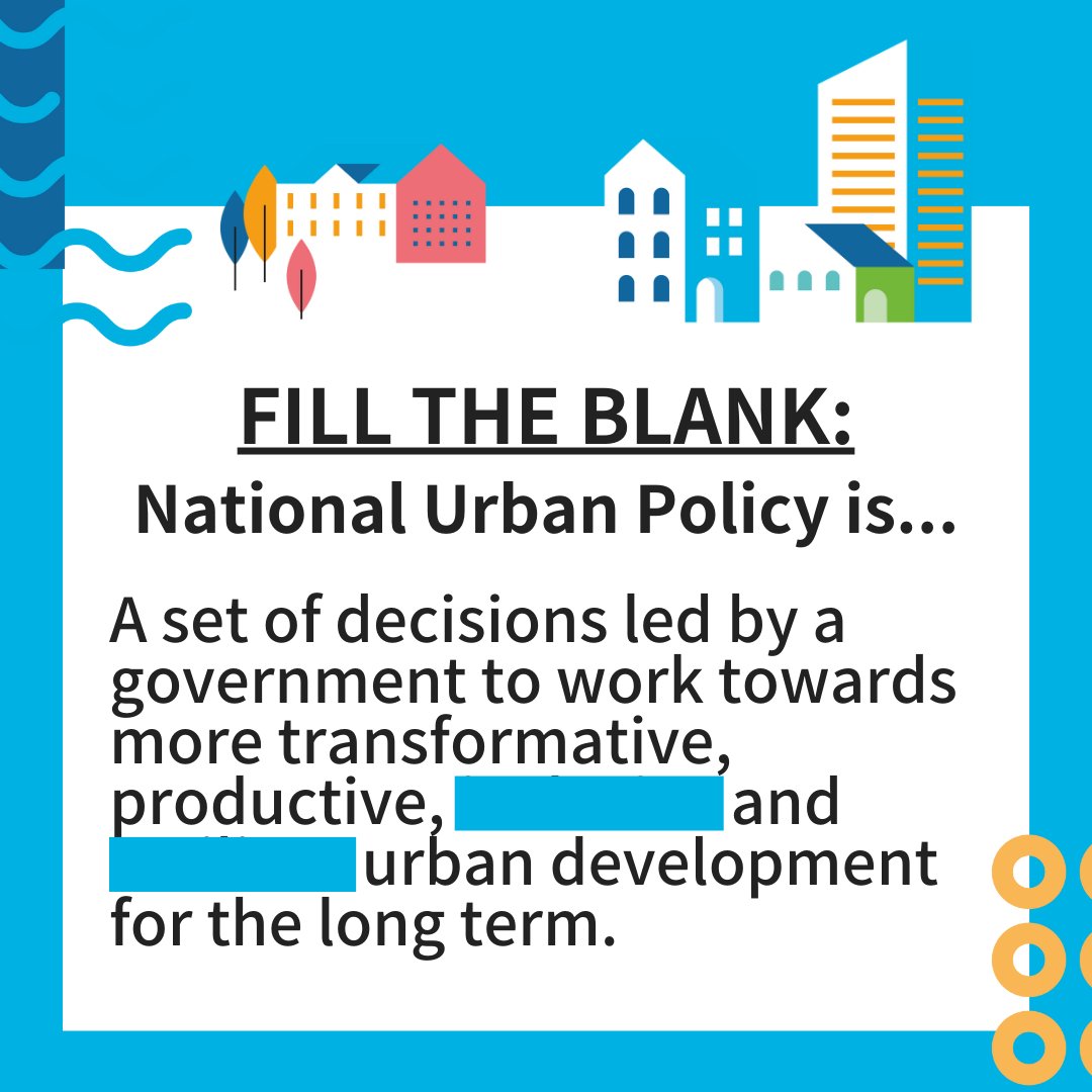 Can you find all three without resorting to Google?

The development of a national #urbanpolicy is vital in providing the needed direction and course of action to support #sustainable and inclusive #urbandevelopment.

Has your country adopted a national urban policy yet?