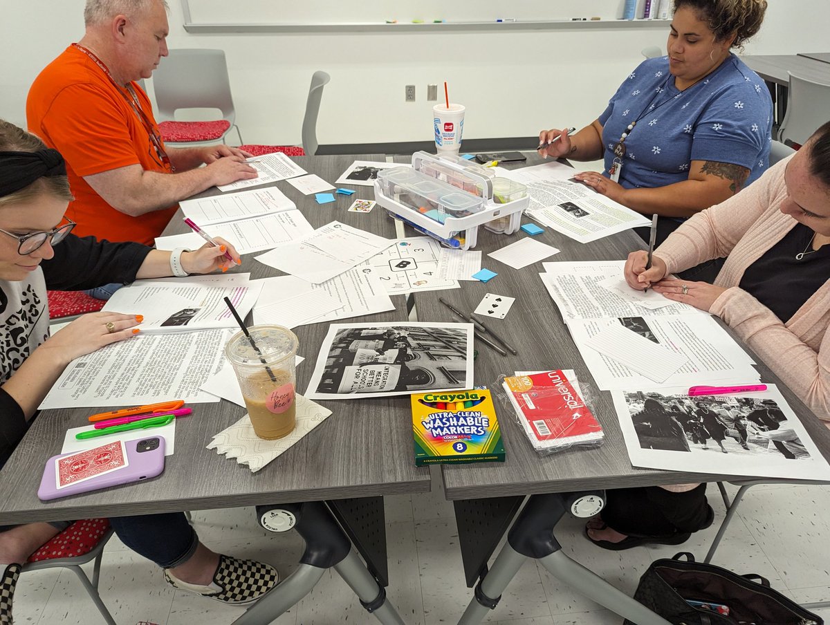 bbighamCISD's tweet photo. A very successful Literacy Strategies in Social Studies session. The discussions we had were incredible and show the power of collaborative work and structured reading. #theclevelandway https://t.co/C0xA2b8JhD