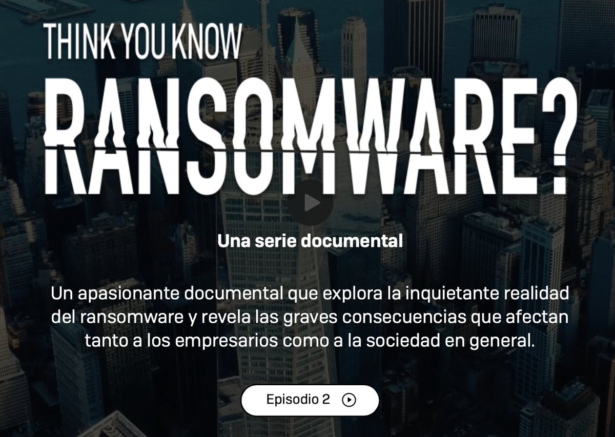Ya listo el episodio 2, del documental de #Sophos #ciberseguridad #ransomware échele un ojito...
👇🏻👇🏻👇🏻

sophos.com/es-es/content/…