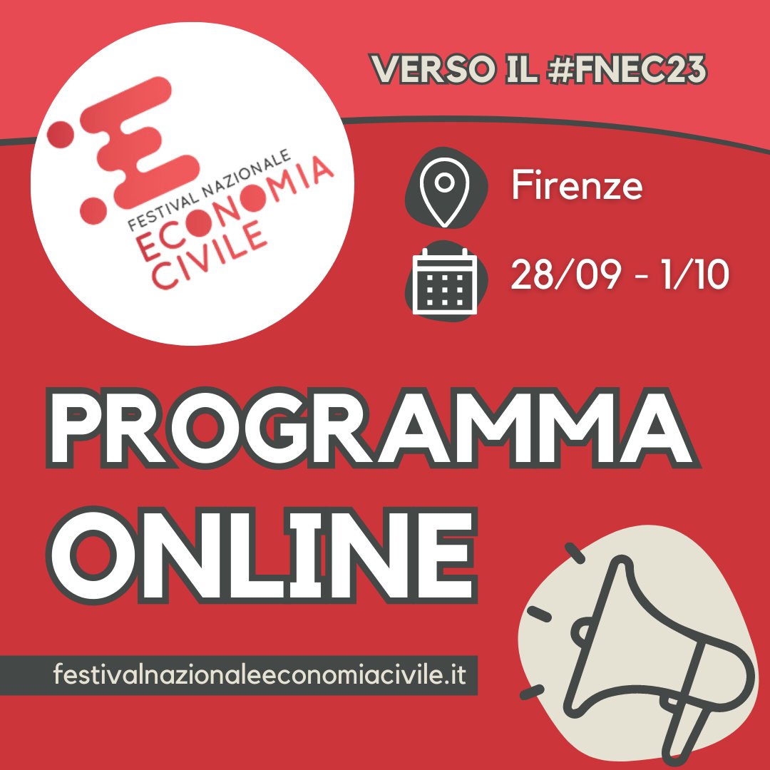 🥁🥁🥁 Il programma della quinta edizione del Festival Nazionale dell’Economia Civile è online: correte a scoprirlo sul sito del #FNEC23 

Programma 📍 bit.ly/46tct5S 📍